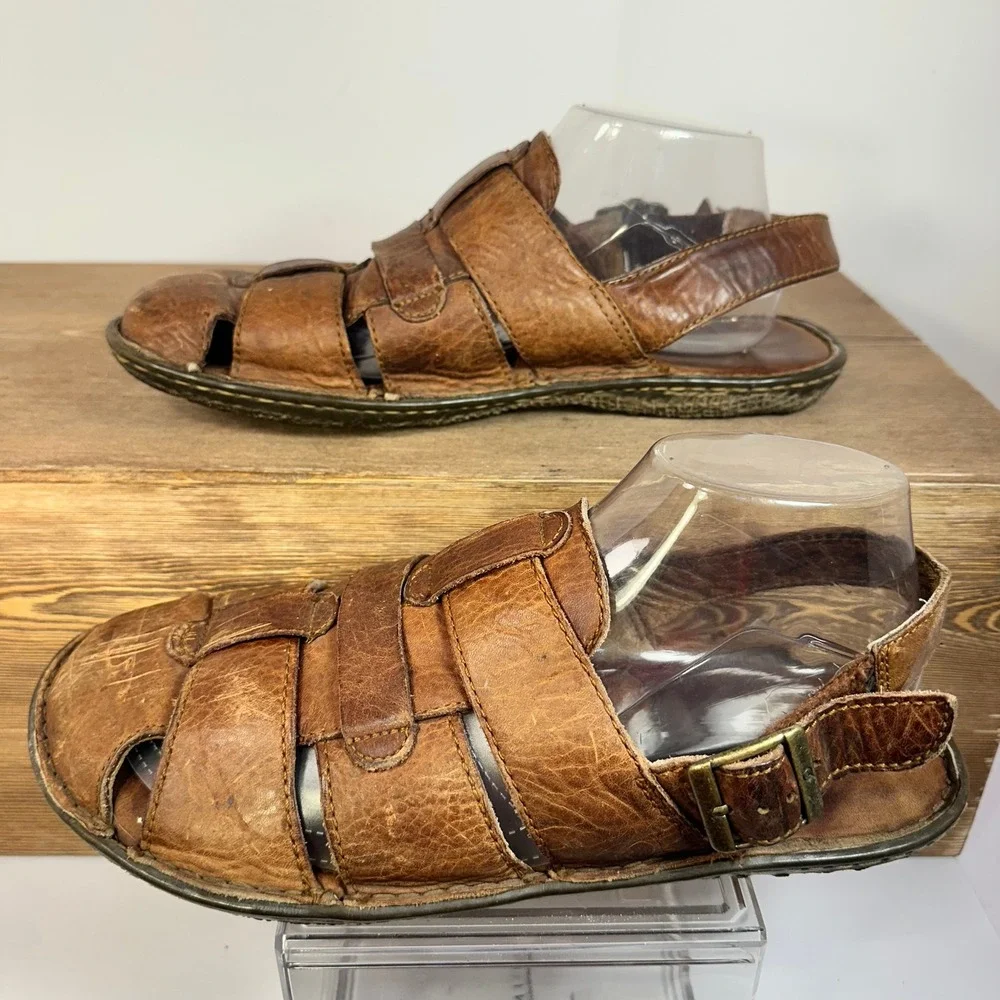 Born VTG Fisherman Sandal Men 9/42 Boho Y2K Leather Retro Jesus Sandals huarache